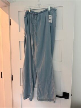 Light Blue women’s Drawstring Wide-Leg Pants